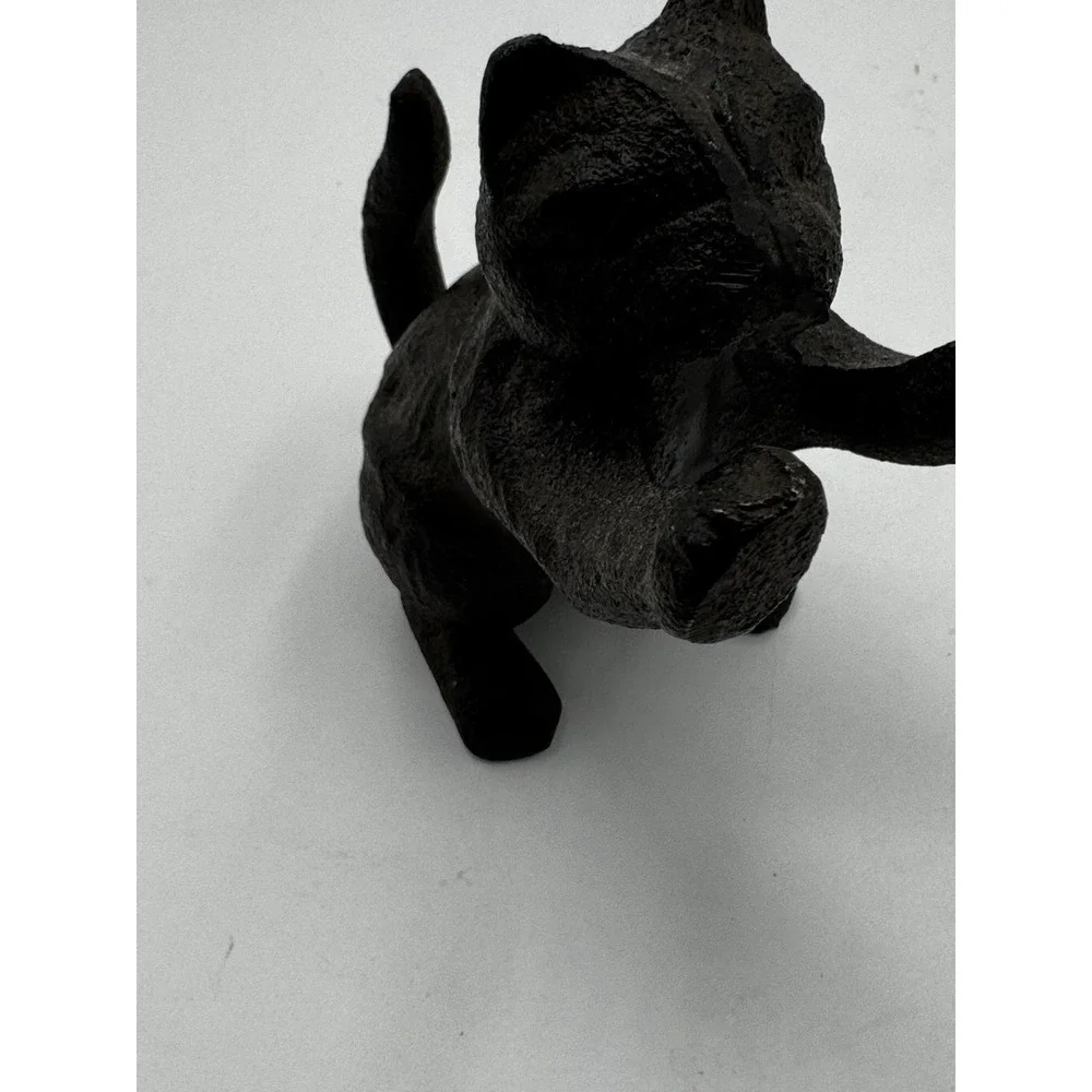Cast Iron Cat Door Stop Black Matte Freestanding Decorative Metal EUC A12